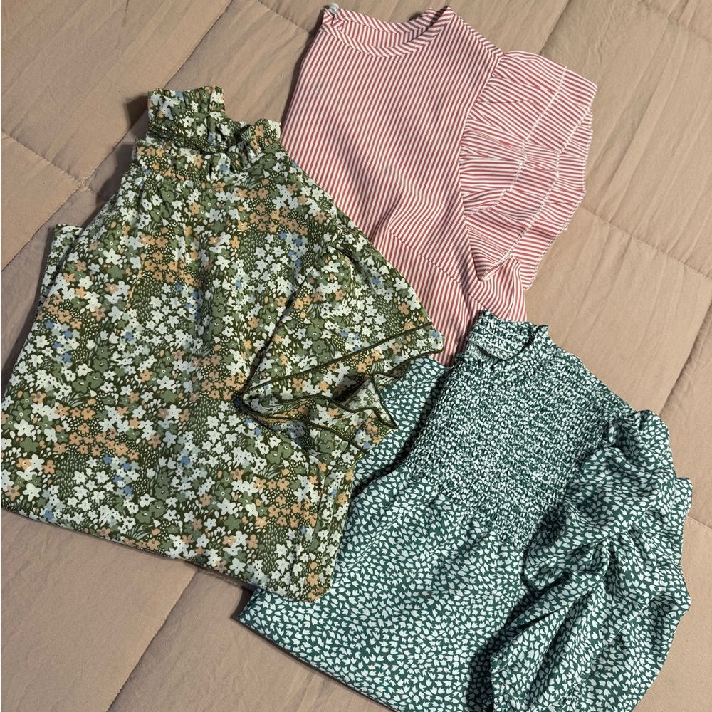 Floral and Striped Blouse Set